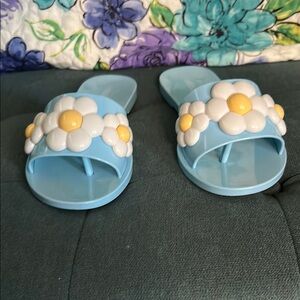 Melissa Light Blue Floral Flats vegan size 6